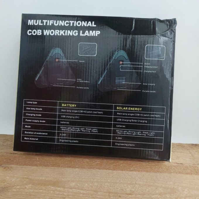 چراغ کمپینگ خورشیدی شارژی مثلثی Cob Lamp