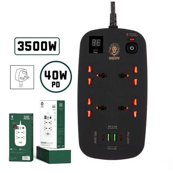 چندراهی برق گرین لاین مدل POWER SOCKET 3M