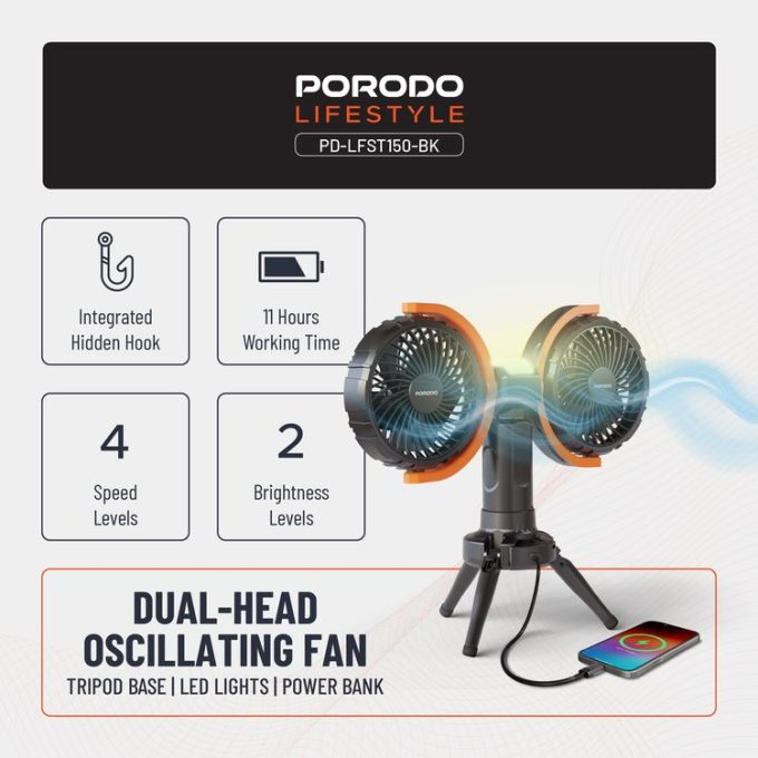 پنکه رو میزی پرودو مدل Dual-Head Oscillating Fan
