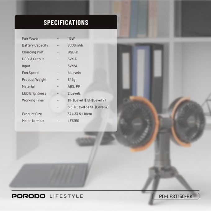 پنکه رو میزی پرودو مدل Dual-Head Oscillating Fan