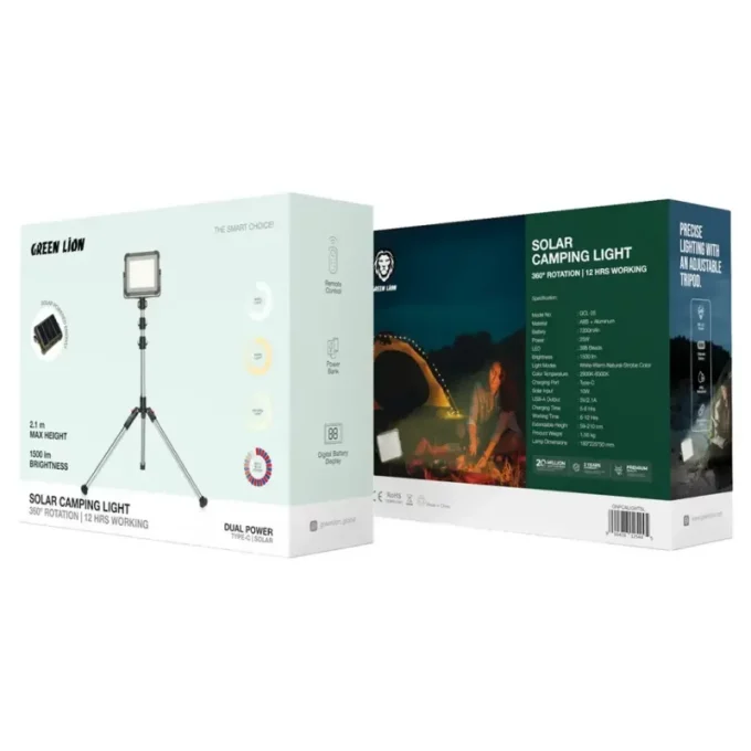 پروژکتور خورشیدی 7200 گرین لاین مدل Green lion Solar Camping Light 7200mAh