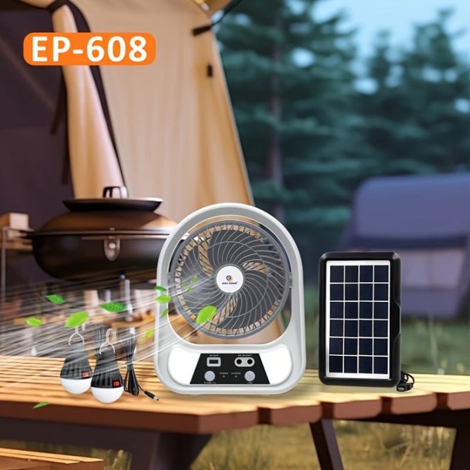 پنکه خورشیدی و چراغ قابل حمل مدل EP-608 | Easy Power