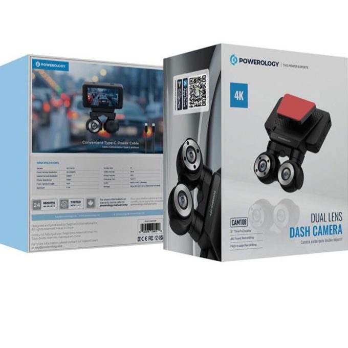 دوربین ثبت وقایع خودرو 4K پاورولوژی Powerology Car Camera P4KCAM108