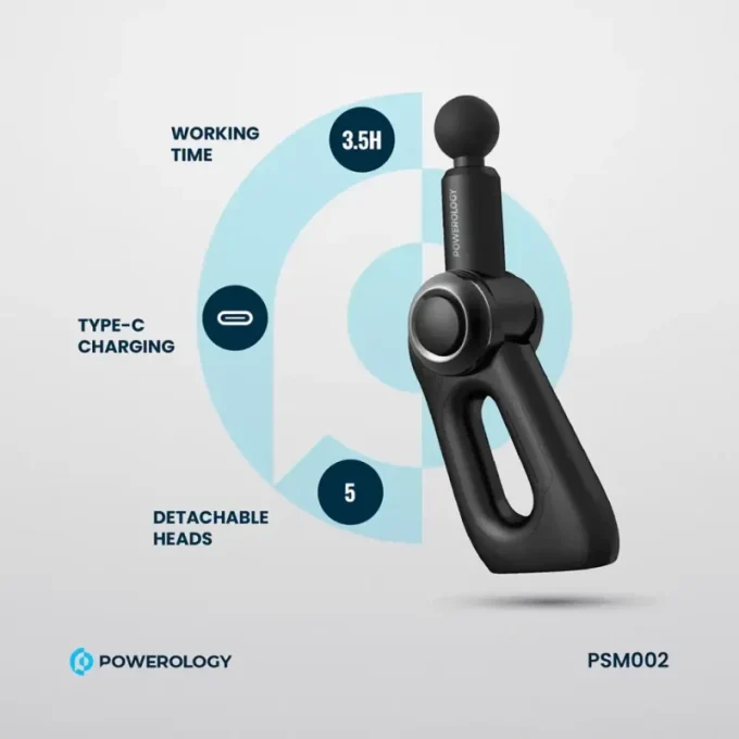 ماساژور تفنگی پاورولورژی مدل Powerology Full-Body Massage Gun PSM02