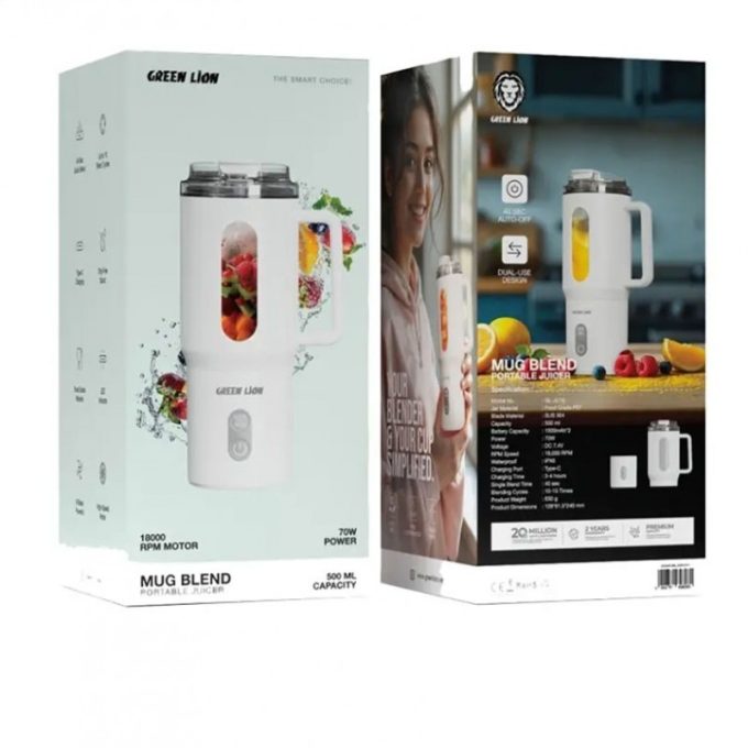 همزن ماگ شارژی گرین لاین مدلGreen Lion Mug Blend Portable Juicer 500ML - Image 3