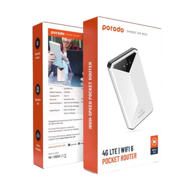 مودم جیبی 4G LTE پرودو مدل WiFi 6 PD-PT4GRWD - Image 2