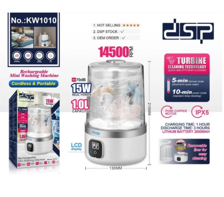 مینی واش شارژی همراه دی اس پی DSP mini washing machine KW1010 - Image 3