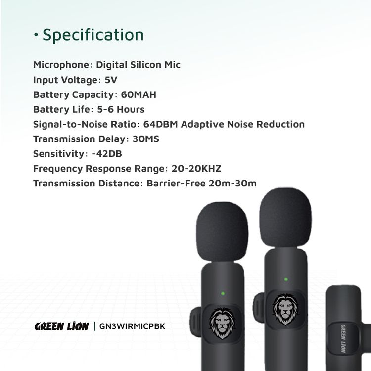میکروفن وایرلس 3 در 1 گرین لاین مدل Green 3 in 1 Wireless Microphone - Image 3