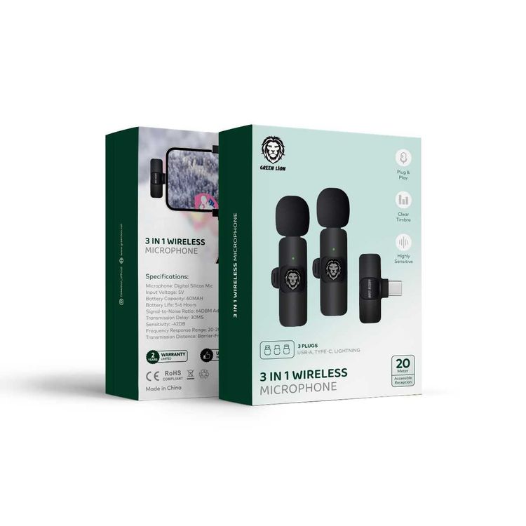 میکروفن وایرلس 3 در 1 گرین لاین مدل Green 3 in 1 Wireless Microphone - Image 8