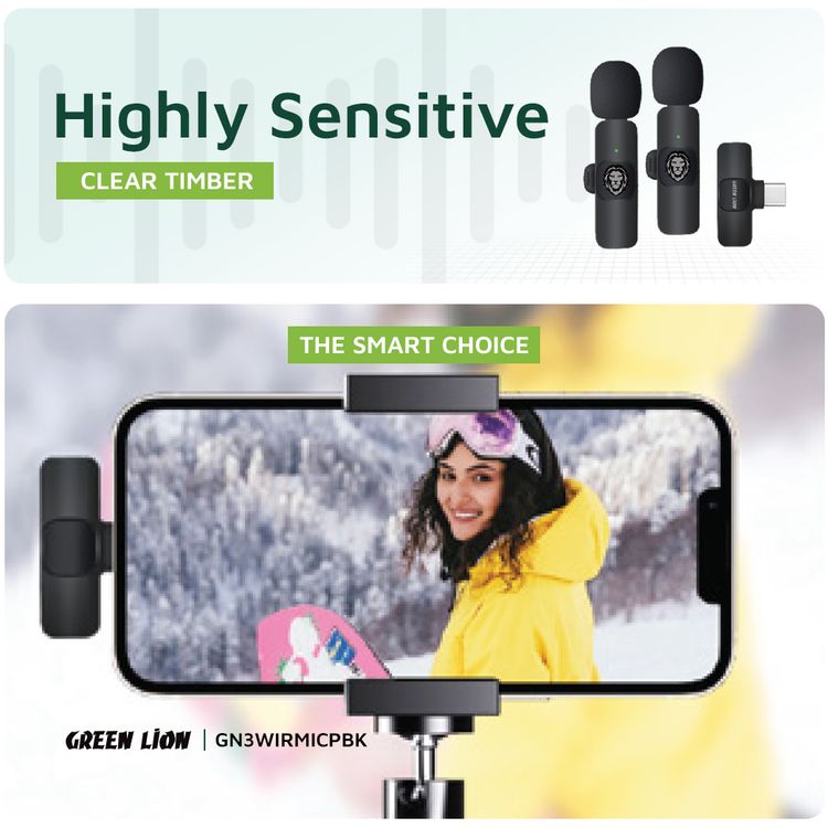 میکروفن وایرلس 3 در 1 گرین لاین مدل Green 3 in 1 Wireless Microphone - Image 7